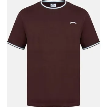 Pánské tričko Slazenger Tipped pánské tričko Chocolate Brown S