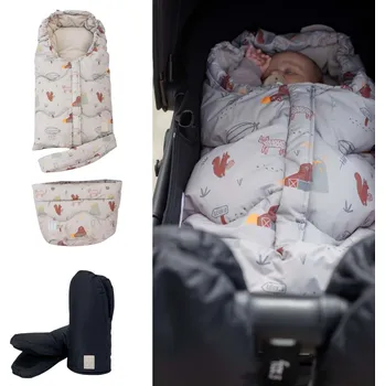 Fusak LEOKID Fusak Transformer a rukavice na kočárek Wonder/Black Coal