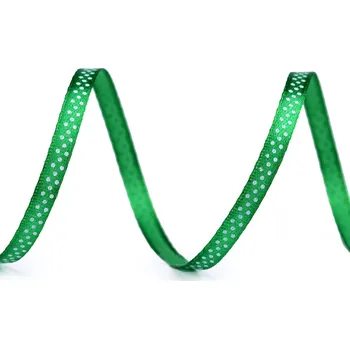 Stuha Saténová stuha s puntíky šíře 6 mm Balení: 22.5 m, Varianta: 8 zelená pastelová - 8591149980237