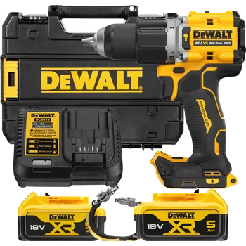 DEWALT 18V XR Aku příklepová vrtačka PŘIPRAVENO PRO ZAJIŠŤOVACÍ LANKO, 2x 5,0 Ah DCD805P2LRT-QW