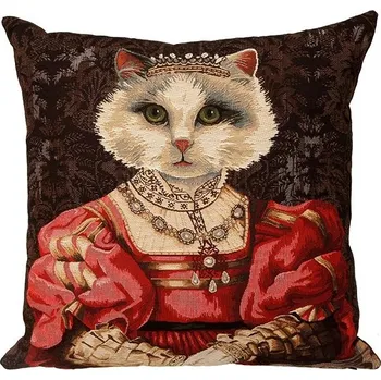 Povlečení Home of Christmas Gobelínový povlak 45 × 45 cm, Královský portrét bílé kočky
