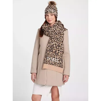 Čepice GUESS dámská šála s čepicí Logo G béžová