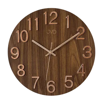 Hodiny Moderní nástěnné hodiny JVD HT98.8 hnědé | Tichý chod | Ověřeno 1000+ zákazníky | Designové hodiny | Do obýváku či kanceláře | Hodiny na zed | ROMERO quartzový strojek