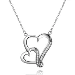 AGATO Romantický stříbrný náhrdelník s propojenými srdíčky AGS291/48