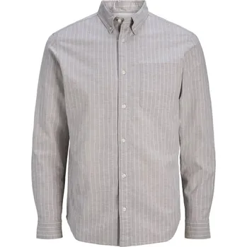Pánská košile Jack and Jones Brook Long-Sleeve Oxford Shirt Feather Gray 2XL