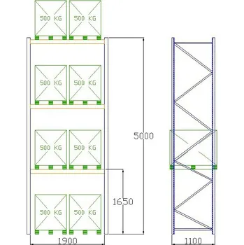 Dílenský regál Pal-Rack 5000 pole 1900 / 500 kg / základní pole