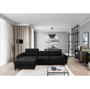 Sedací souprava Rozkládací rohová sedačka MARIANOS černá