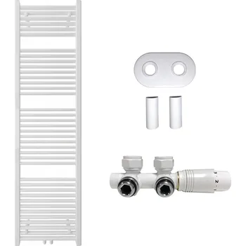 Radiátor CERANO - Koupelnový radiátorový set Lincoln - ústřední vytápění - středové připojení 50 mm - 559W - bílá matná - 1800x500 mm