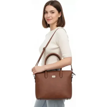 Módní doplněk Elegantní hnědá dámská kabelka Tessra – 3v1 (do ruky, na rameno, crossbody)