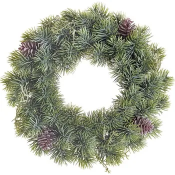 Věnec Umělý jehličnatý věnec se šiškami 36 cm