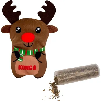 Hračka pro kočku KONG vánoční plyšový sob hračka pro kočky s catnipem