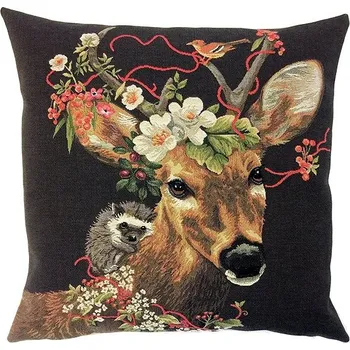 Povlečení Home of Christmas Gobelínový povlak 45 × 45 cm, Jelen s květinovým dekorem