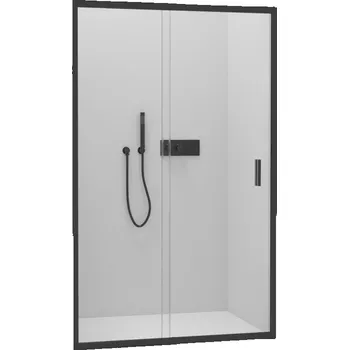 CERANO - Sprchové posuvné dveře Varone LINE L/P - 6 mm - černá matná, transparentní sklo - 160x195 cm