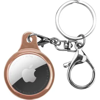 Pouzdro na mobilní telefon Ochranný obal s klíčenkou pro AirTag - růžovozlatý