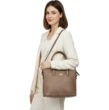 Módní doplněk Elegantní světle hnědá dámská kabelka Tessra – 3v1 (do ruky, na rameno, crossbody)