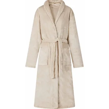 Dámský župan vidaXL Župan bez kapuce Béžová xxl Flanel