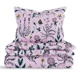 Prodloužené bavlněné povlečení Renforcé – Herbář starorůžové