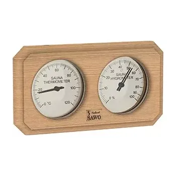 Teploměr s vlhkoměrem do sauny Sawo CEDR - 225x140mm, vzhled cedrového dřeva, 0.5kg (176074)