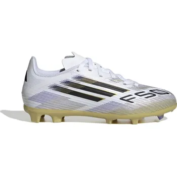 Kopačky adidas F50 League Juniors Firm Ground Football Boots White/Blk/Gold 5 (38)