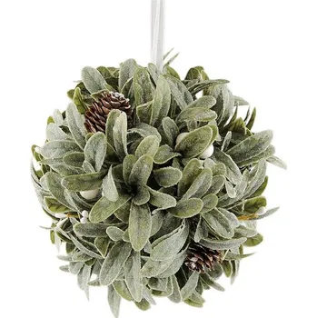 Bytová dekorace Vánoční závěsná koule jmelí Ø20 cm - zelená