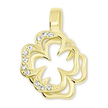 Přívěsek Leru Zlatý čtyřlístek se zirkony dvojitý