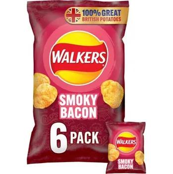 Chips Walkers bramborové chipsy s příchutí slaniny 6 x 25 g