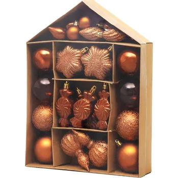 Vánoční dekorace MagicHome vánoční ozdoby na stromeček měděné, 32 ks