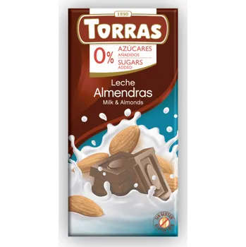 Čokoláda Torras - Mléčná čokoláda s mandlemi 75 g 75g