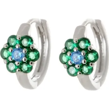 Náušnice Stříbrné náušnice kruhy s kytičky STNAD154F