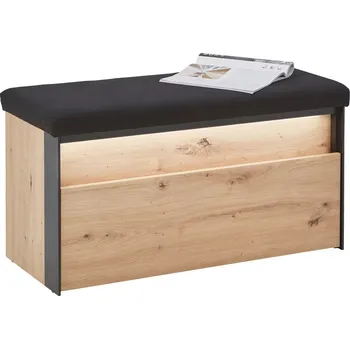 Hnědá botníková lavice Halden 92 x 49 x 40 MDF, 100% polyester