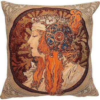 Povlečení Home of Christmas Gobelínový povlak 45 × 45 cm, Byzantské hlavy / Plavovláska, Alfons Mucha