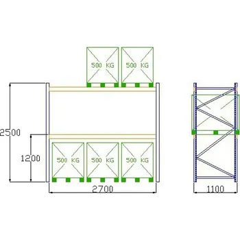 Prodejní regál Pal-Rack 2500 pole 2700 / 500 kg / základní pole