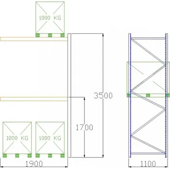 Prodejní regál Pal-Rack 3500 pole 1900 / 1000 kg / přídavné pole