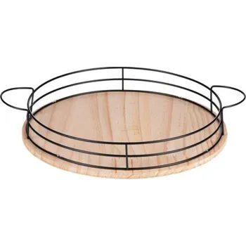 Textilomanie Kulatý dřevěný podnos ALPINA Ø35 cm II.jakost Béžová
