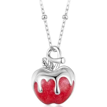 Náhrdelník B-TOP Náhrdelník s přívěskem červeného jablka a růžovým zirkonovým srdcem - Stříbro 925