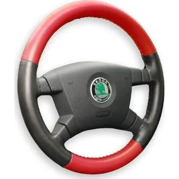 Potah na volant Kožený potah volantu Maria Cavallo černo/červený ( 37-39 cm)