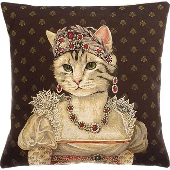 Povlečení Home of Christmas Gobelínový povlak 45 × 45 cm, Královský portrét bílé kočky 2