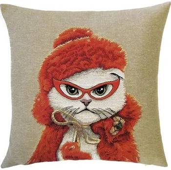 Povlečení Home of Christmas Gobelínový povlak 45 × 45 cm, Kočka v brýlích