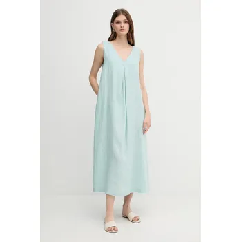 Dámské šaty Lněné šaty United Colors of Benetton 4AGHDV07C tyrkysová 65X, vel. XS