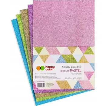 Barva na vlasy Dekorační pěna bez lepidla glitterring PASTEL, 5 listů, Happy Color