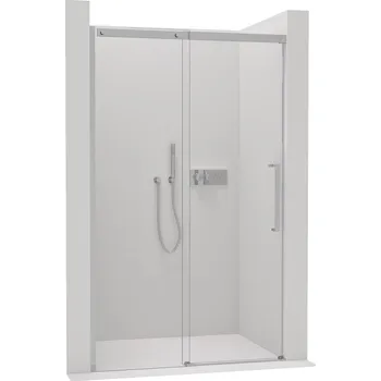 CERANO - Sprchové posuvné dveře Lantono - levá - 8 mm - Soft-Close - černá matná, mléčné sklo - 100x195 cm