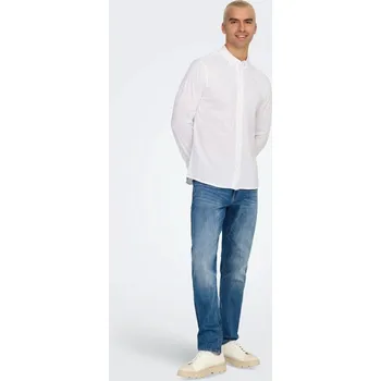 Pánská košile Only Long-Sleeve Plain Shirt Bright White L