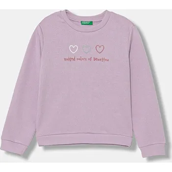 Chlapecká mikina Bavlněná mikina United Colors of Benetton fialová barva, s potiskem, 3J70G10JR 3J70G10JR.P.seasonal 04X, vel. 82