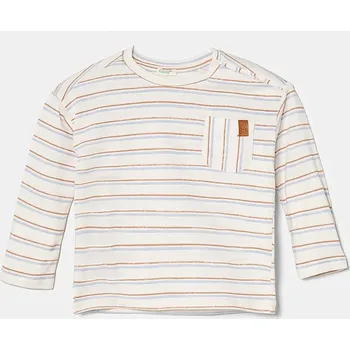 Chlapecké tričko Dětské bavlněné tričko s dlouhým rukávem United Colors of Benetton 3H12A1064.W.Seasonal béžová 01C, vel. 62