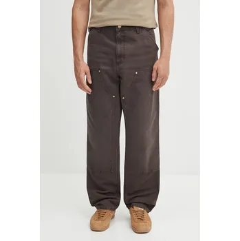 Pánské kalhoty Bavlněné kalhoty Carhartt WIP Double Knee Pant pánské, hnědá barva, I034796.474O, 29, 98X