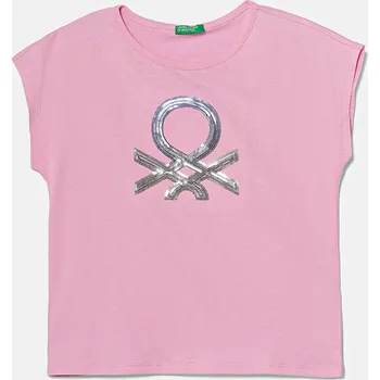 Dětské bavlněné tričko United Colors of Benetton 3I1XC10P1.G.Seasonal růžová 30X, vel. 130