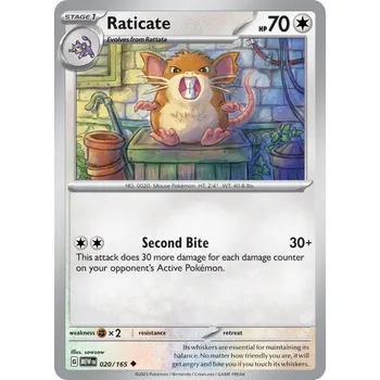Sběratelská karetní hra Raticate MEW 020/165 - reverse holo