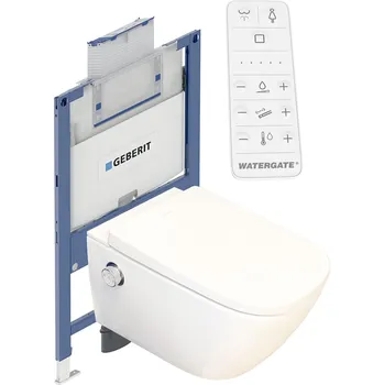 WC sada WATERGATE INTEGRA+ Comfort CUBE sprchovací toaleta + GEBERIT DUOFIX předstěnový modul WG-200C-SET-111.003.00.2
