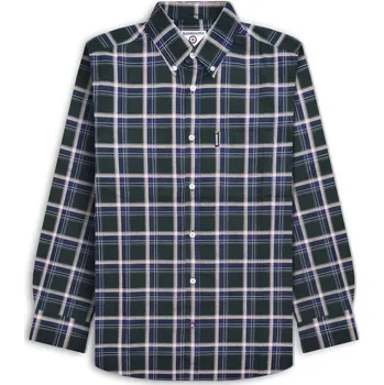 Pánská košile Lambretta Long-Sleeve Check Shirt Green/Navy Small