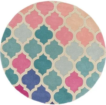 Koberec Ručně všívaný kusový koberec Illusion Rosella Pink/Blue kruh - doprava zdarma